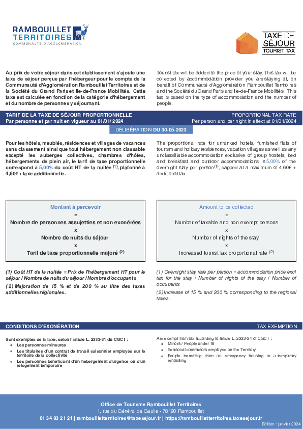 Affiche des tarifs proportionnels