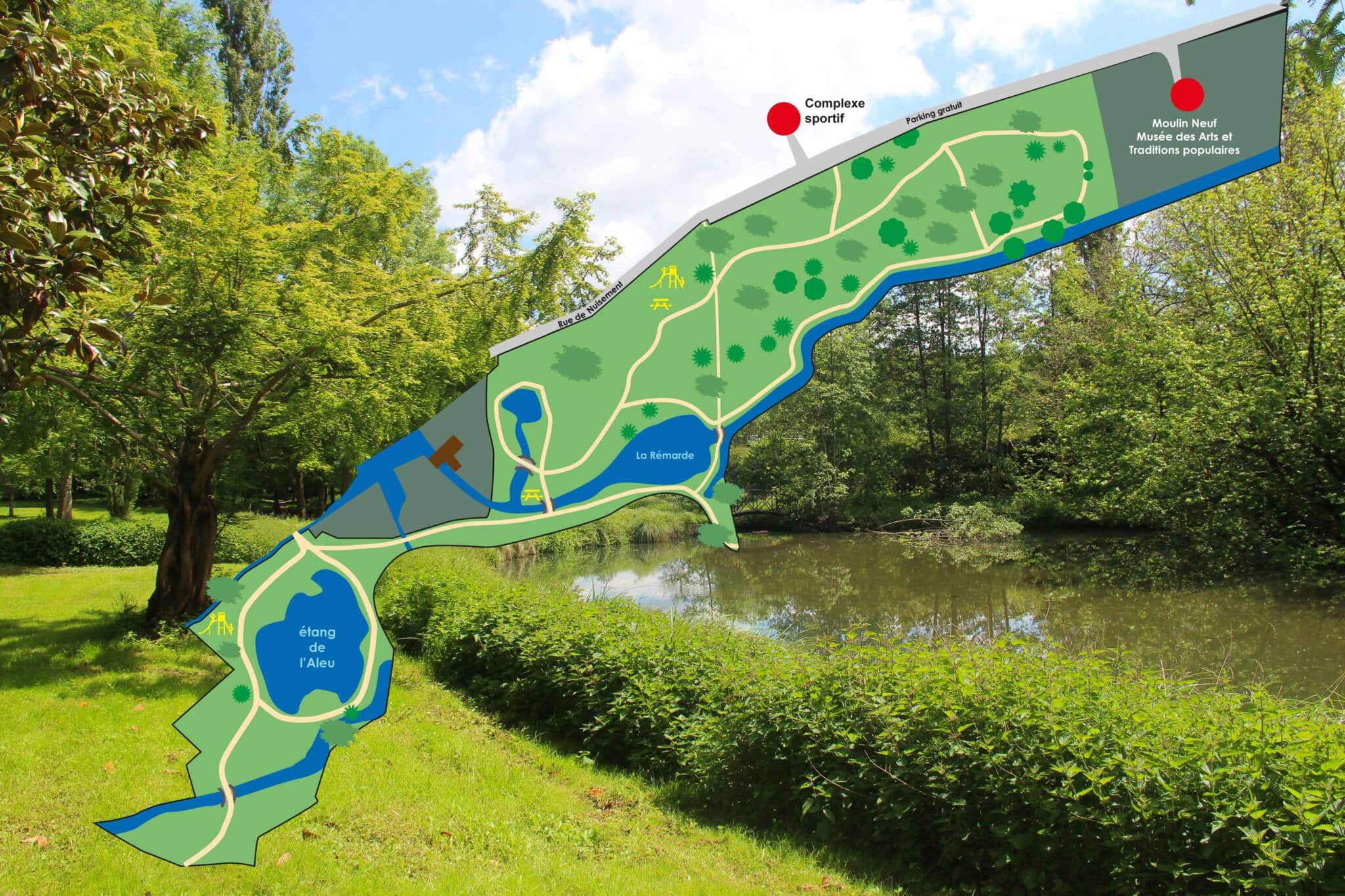 Mapa del parque Aleu a escala - Oficina de Turismo de Rambouillet