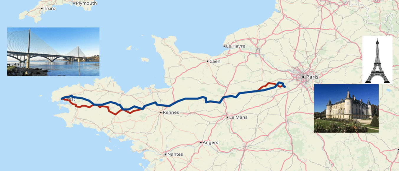 Route Parijs Brest Parijs