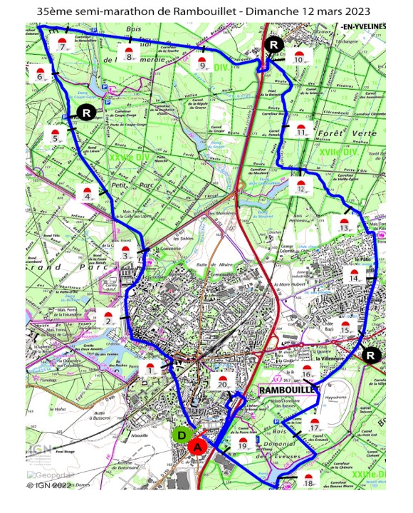 Parcours Semi marathon de Rambouillet