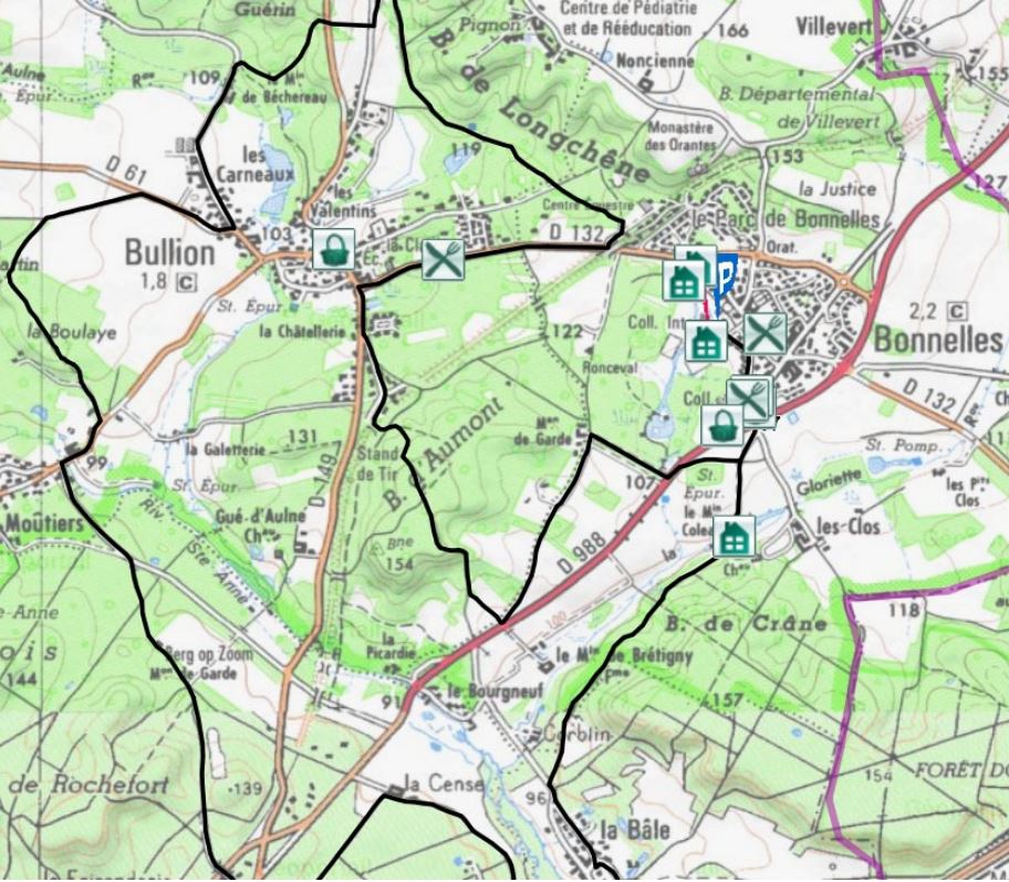 Route between mounds and valleys