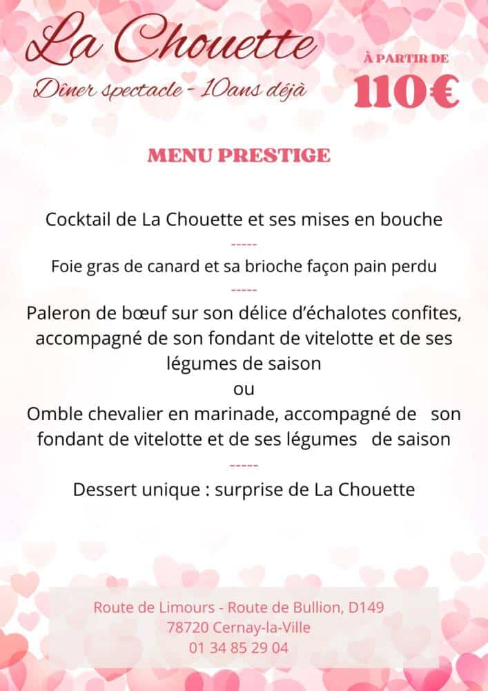 Menu La Chouette - Saint-Valentin