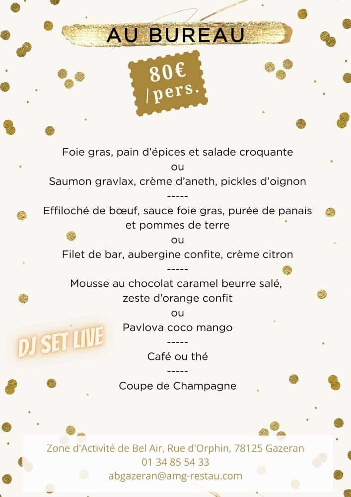 Menu du réveillon - Au Bureau