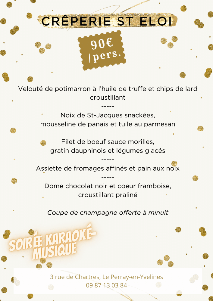 Menus du reveillon 2024 - Office de Tourisme de Rambouillet