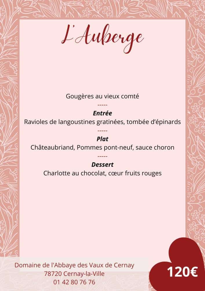 Menu Saint-Valentin - l'Auberge