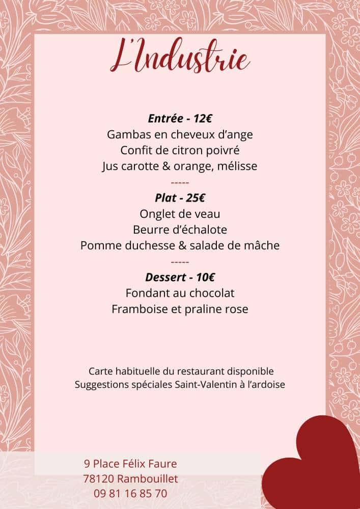 Menu Saint-Valentin - L'Industrie