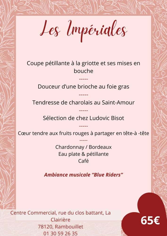 Menus Saint-Valentin 2026 - Les Impériales